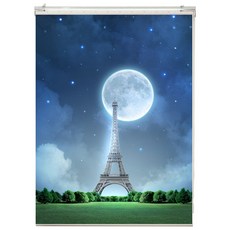 巴黎鐵塔星空印花遮光捲簾