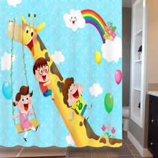 GNG 捲簾 長頸鹿鞦韆 浴簾 180 x 180 cm, 1個