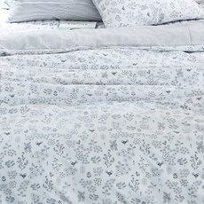 gBEDDING Birdsong小鳥植物風印花超細纖維被套, Gray