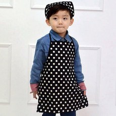 dot RECORD 迷你圓點圍裙+頭巾, 黑色的