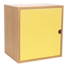 한목가구 누드 도어형 수납 공간박스, 대나무 + 옐로우, 1개