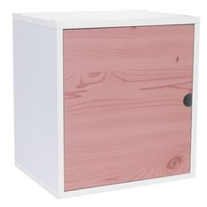 한목가구 누드 도어형 수납 공간박스, 화이트 + 워시핑크, 1개