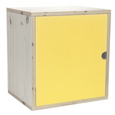 한목가구 누드 도어형 수납 공간박스, 워시화이트 + 옐로우, 1개