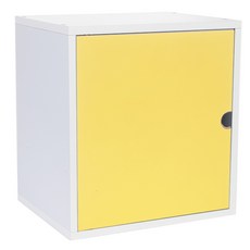 한목가구 누드 도어형 수납 공간박스, 화이트 + 옐로우, 1개