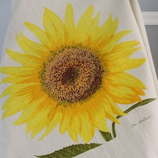 勒屋 家用亞麻棉向日葵裁片布料, 黃色