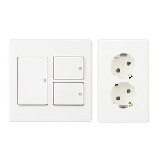 JINHEUNG 3切開關蓋+雙孔圓形插座蓋, 1套