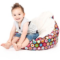 베이비빈백 바운서 침대, 바닐라 젤리빈 (아이보리 + 브라운)