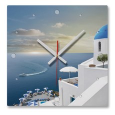 GGOOMIM 室內裝飾壁鐘 美麗的聖托里尼風景, 混合顏色