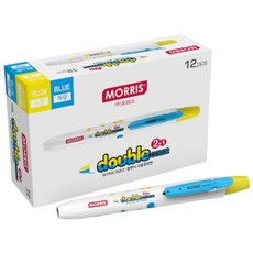 MORRIS 按壓式雙色2合1螢光筆, 黃色 + 藍色