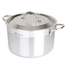 LiViNG ART Primavera電磁爐適用雙耳3層不鏽鋼不沾深湯鍋+鍋蓋, 28厘米, 單色