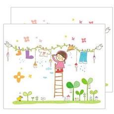 포트렘 포인트 스티커 아이방 시리즈 2p, 옷을 말려요