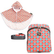 kinder palm 防走失背包+背帶+斗篷, 紅色