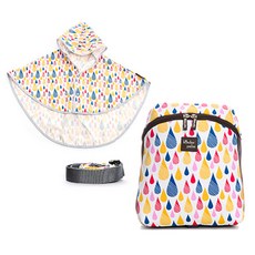 kinder palm 防走失背包+背帶+斗篷, 藍色 水滴款