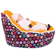 보니숑 베이비 빈백 바운서 침대 디스코 젤리 빈, 블랙 + 오렌지