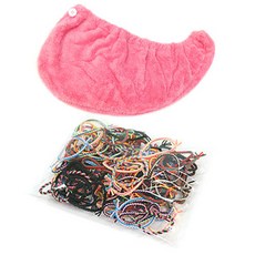 Rumours 快乾吸水毛巾 HU082+髮圈 HU073 50入, 粉色, 1組