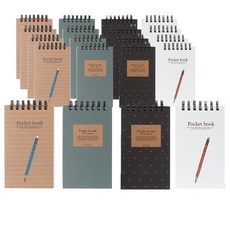 TOCTOC 1000 口袋書上翻筆記本 20p, 圓點藍綠色 + 圓點黑色 + 方格口袋書 + 條紋口袋書, 1套