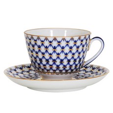 임페리얼포슬린 코발트넷 스프링 티컵 앤 소서 311-19918, 혼합 색상, 1세트