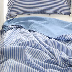 CASA VERDE 條紋雙面棉質夏季薄被, 藍色