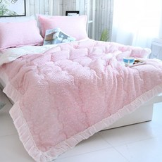Masion碎花泡泡紗絎縫薄被, 粉色