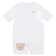 Organic Boom 孩童小熊圖案短袖連身褲