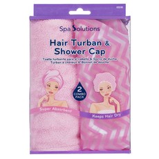 CALA CALA頭髮毛巾+浴帽, 粉色的, 1套