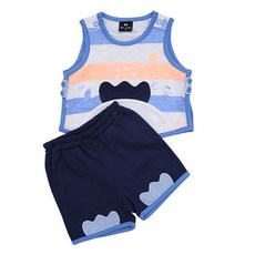 알로앤루 스트라이프 배가리개 상하복 90