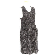 neggo 玫瑰碎花印花褶皺連身圍裙, 黑色, 1個