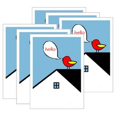 몰리요 일러스트 엽서 카드 6p + 봉투 6p, 안녕새, 1세트