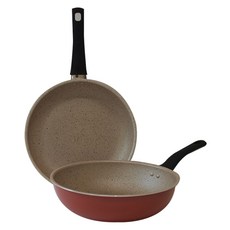 가이타이너 화이트스톤 프라이팬 핑크 세트, 1세트, 프라이팬 28cm + 궁중팬 28cm