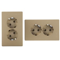 JINHEUNG V系列 棕色 2孔插座 橫式 + 直式, 1套