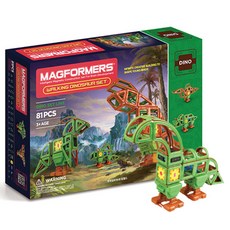 맥포머스 워킹 다이노서 블록 81p 세트, 혼합 색상, 1개