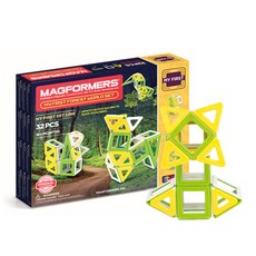 맥포머스 마이 퍼스트 포레스트 월드 블록 32p 세트, 혼합 색상, 1개