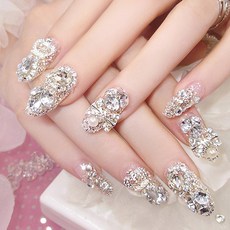 美甲甲片 24入+膠水, A36 鑽石寶石, 1套