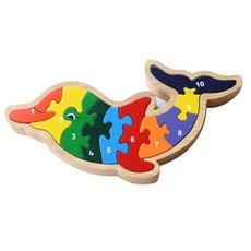 아티우드 고무나무 원목퍼즐 10psc, 돌고래 숫자, 10피스, 1개