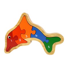 아티우드 고무나무 원목퍼즐 5psc, 돌고래 숫자, 5피스, 1개