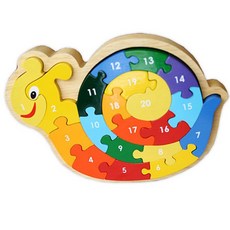 아티우드 고무나무 원목퍼즐 20psc, 달팽이 숫자, 20피스, 1개