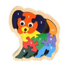 아티우드 고무나무 원목퍼즐 10psc, 강아지 숫자, 10피스, 1개