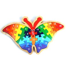 아티우드 고무나무 원목퍼즐 20psc, 나비 숫자, 20피스, 1개