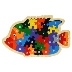 아티우드 고무나무 원목퍼즐 26psc, 피쉬 알파벳, 26피스, 1개