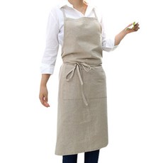 까사베르데 솔리드컬러 앞치마, 오트밀린넨, 1개