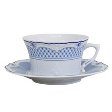 HUTSCHENREUTHER 菱格印花茶杯+杯盤, 埃斯特藍, 1個