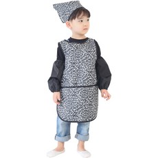 Plie 男童印花防水圍裙+頭巾+袖套+夾鏈袋