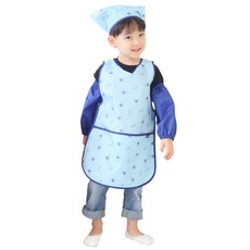 Plie 男童滿版印花無袖防水圍裙+頭巾+袖套+夾鏈收納袋
