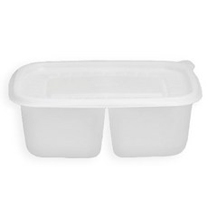 마켓맨 사각 도시락 용기 2칸 분리형 대, 50개입, 1개