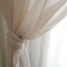 Maison Textile Dimanche 掛鉤式薄紗窗簾, 米色
