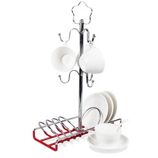 카펠라 북유럽풍 럭셔리 찻잔걸이세트, 별 (레드), 1세트