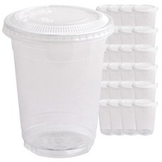 봄91 투명 PET 아이스컵 + 평면 타공 뚜껑, 25개입, 1개