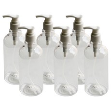 RIVER-GREEN 分裝瓶 透明 500ml + 白色瓶蓋, 透明空瓶 + 白色壓頭, 6瓶