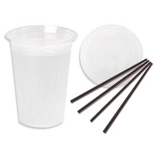 오리진티엔티 무인쇄 아이스컵 400p + 평형뚜껑 400p + 스트로우 400p, 1세트