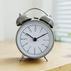 祝賀網 現代設計雙鈴鬧鐘桌鐘, 灰色